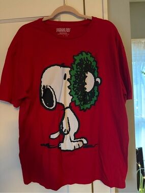 Peanuts Red Tee with Green and Black Graphic